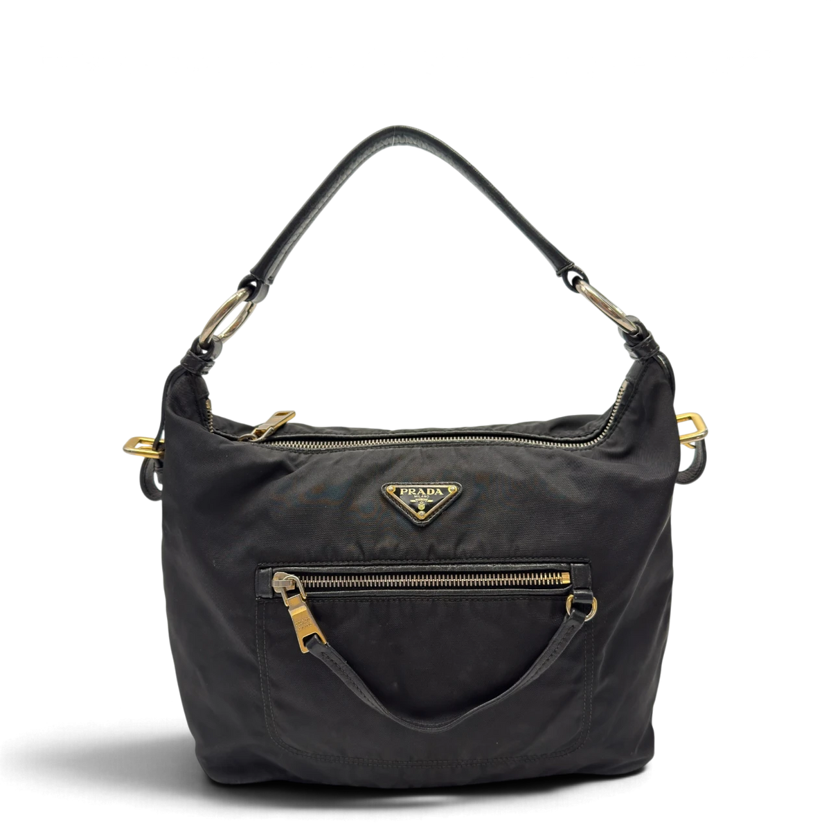 Prada Schultertasche aus Nylon schwarz – Gesamtansicht