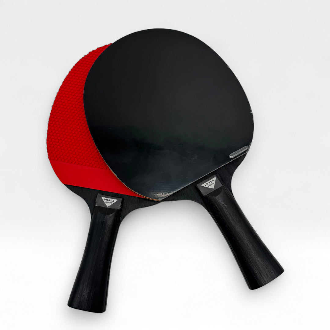 Prada Ping Pong Schläger mit Umhängetasche und Bällen