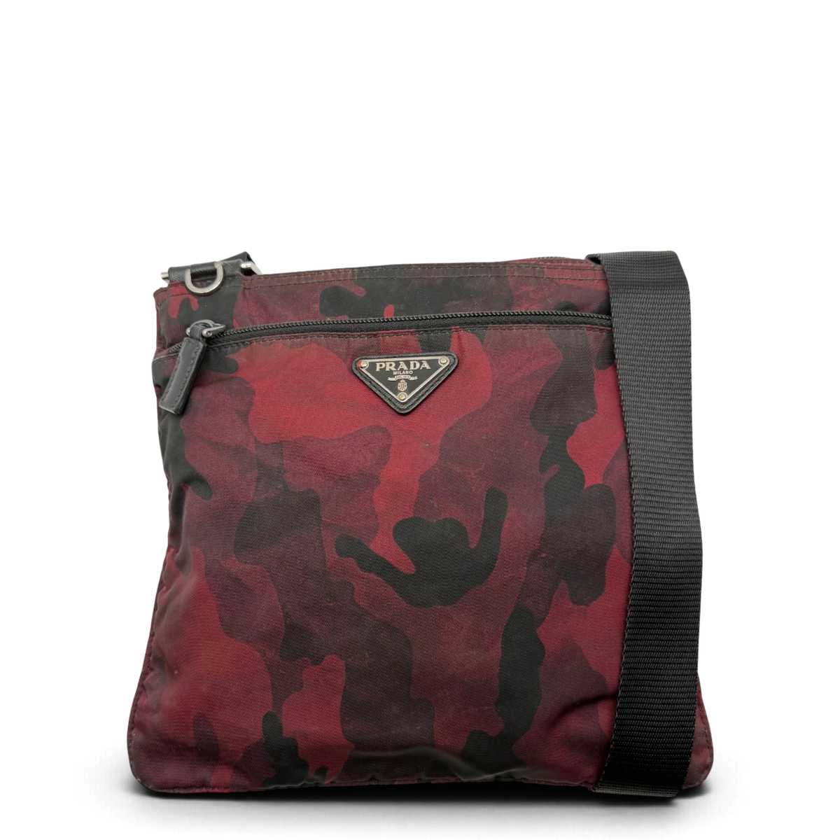 Prada Umhängetasche basic Camouflage aus Nylon rot & schwarz – Gesamtansicht