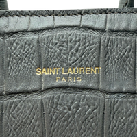 Saint Laurent Handtasche Sac de Jour Mini aus Leder mit Krokodilprint grau