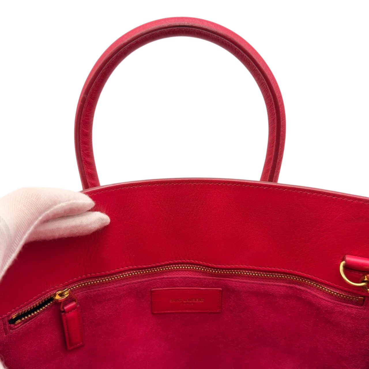 Saint Laurent Handtasche Sac de Jour aus Leder pink