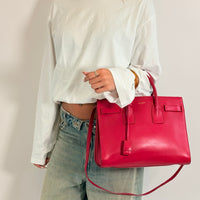Saint Laurent Handtasche Sac de Jour aus Leder pink