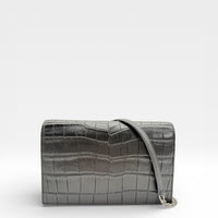 Umhängetasche Kate Tassel Small Croco schwarz