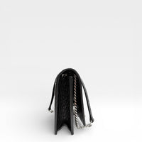 Umhängetasche Kate Tassel Small Croco schwarz