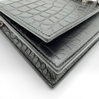 Umhängetasche Kate Tassel Small Croco schwarz