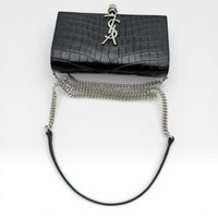 Umhängetasche Kate Tassel Small Croco schwarz
