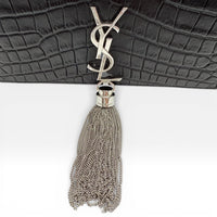 Umhängetasche Kate Tassel Small Croco schwarz