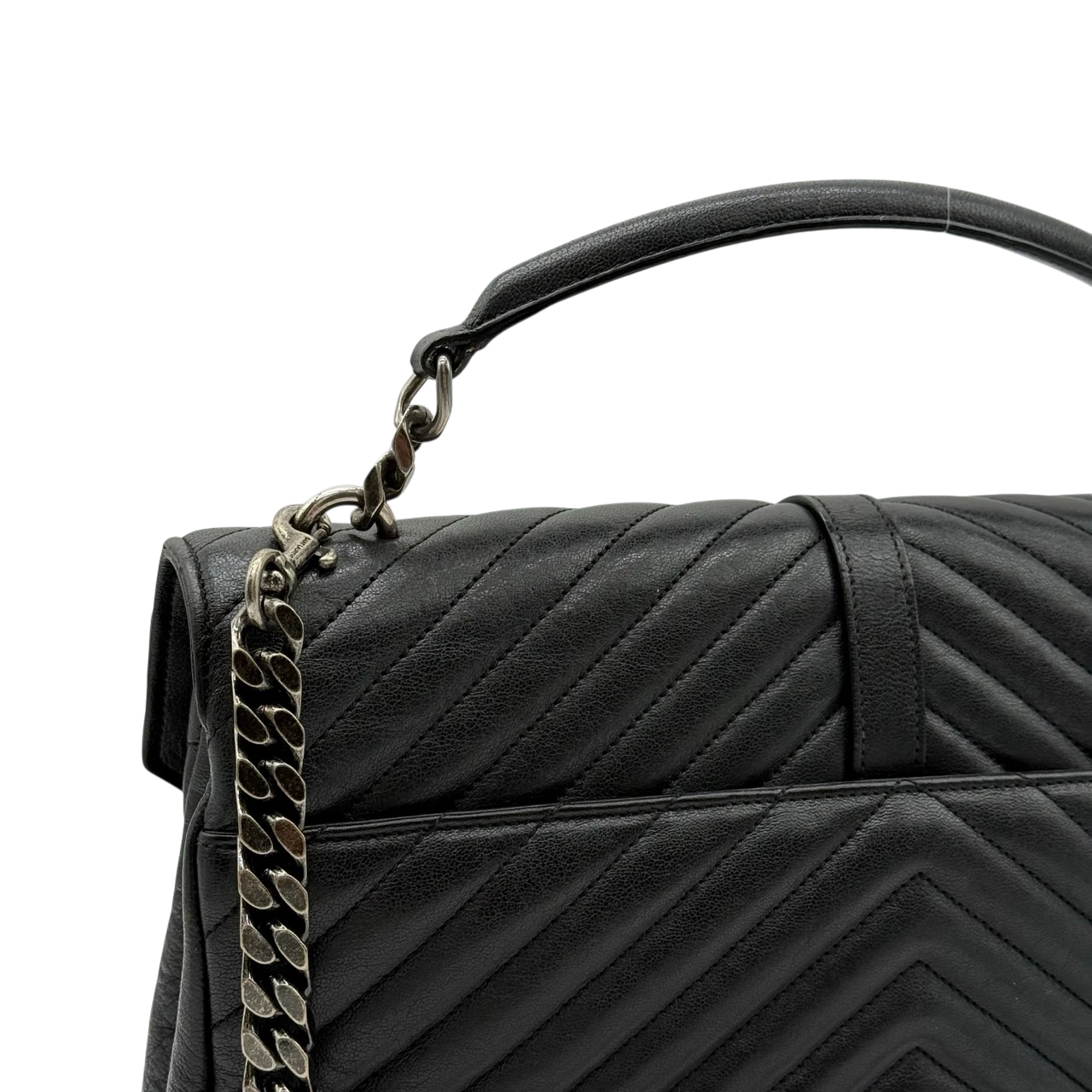 Saint Laurent Umhängetasche College Messenger large aus schwarzem Lammleder