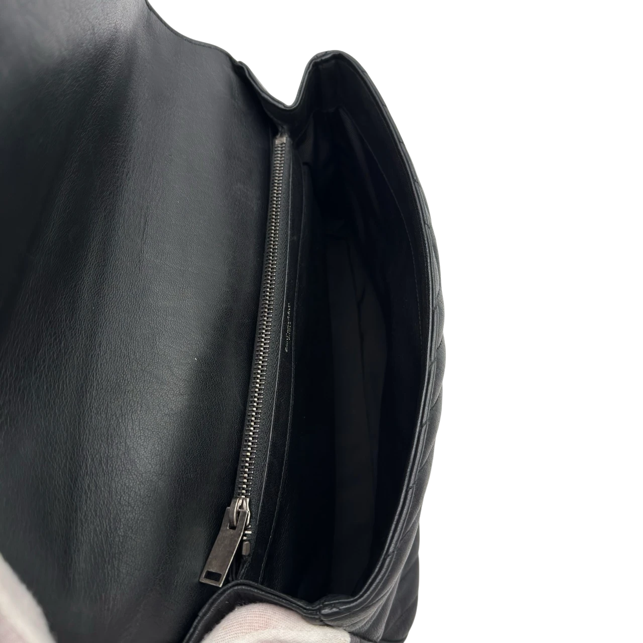 Saint Laurent Umhängetasche College Messenger large aus schwarzem Lammleder