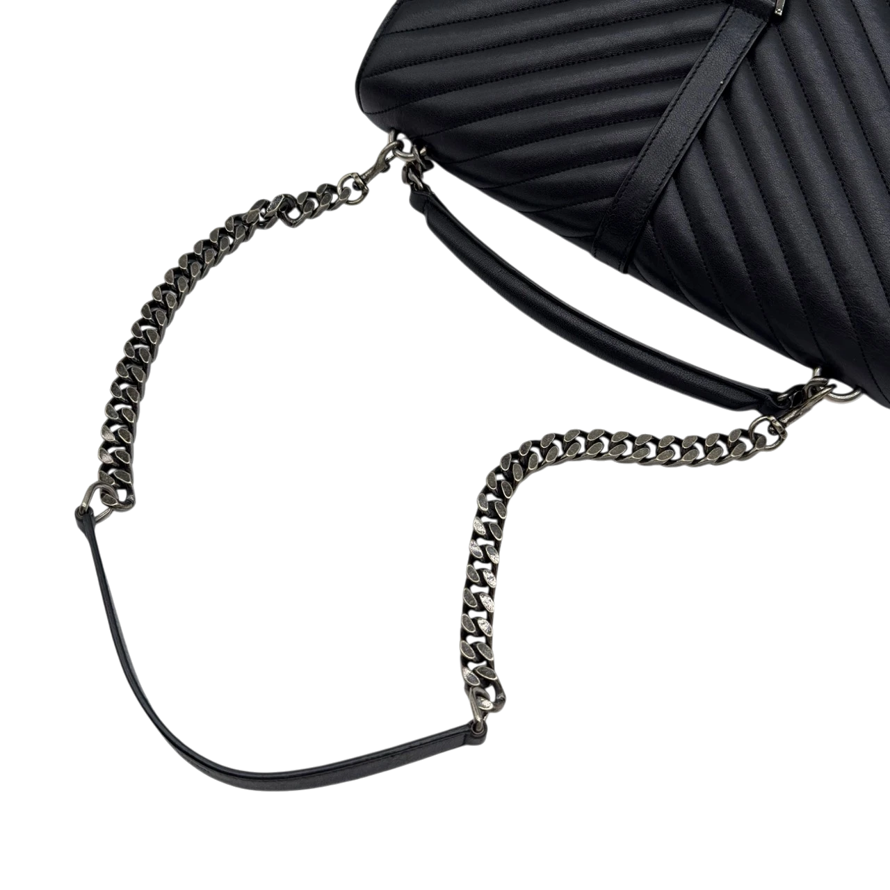 Saint Laurent Umhängetasche College Messenger large aus schwarzem Lammleder