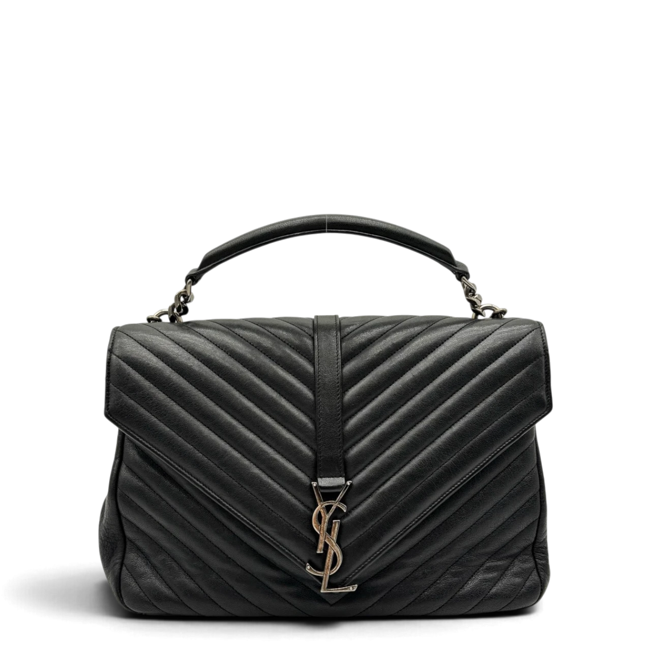 Saint Laurent Umhängetasche College Messenger large aus schwarzem Lammleder