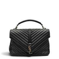 Saint Laurent Umhängetasche College Messenger large aus schwarzem Lammleder