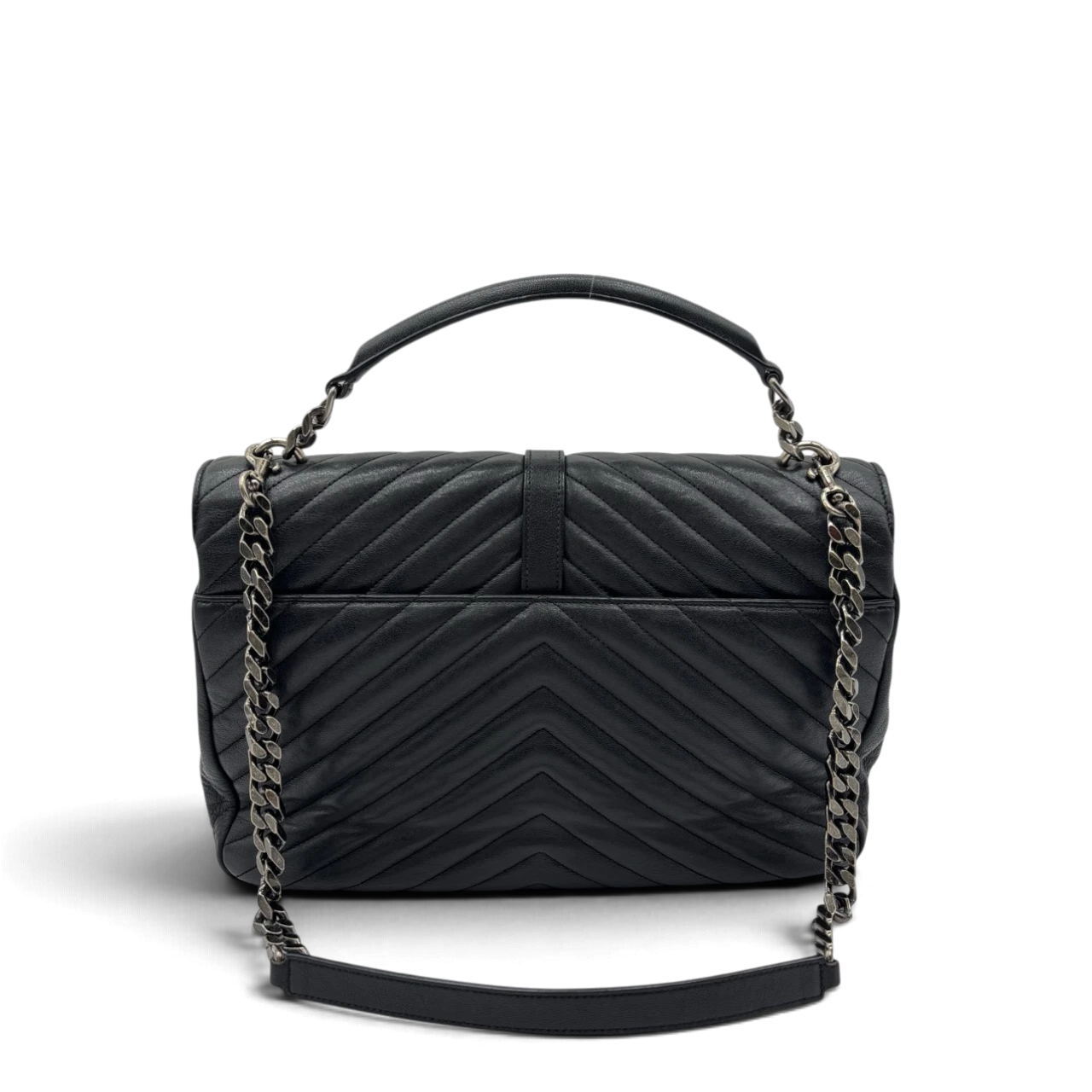 Saint Laurent Umhängetasche College Messenger large aus schwarzem Lammleder