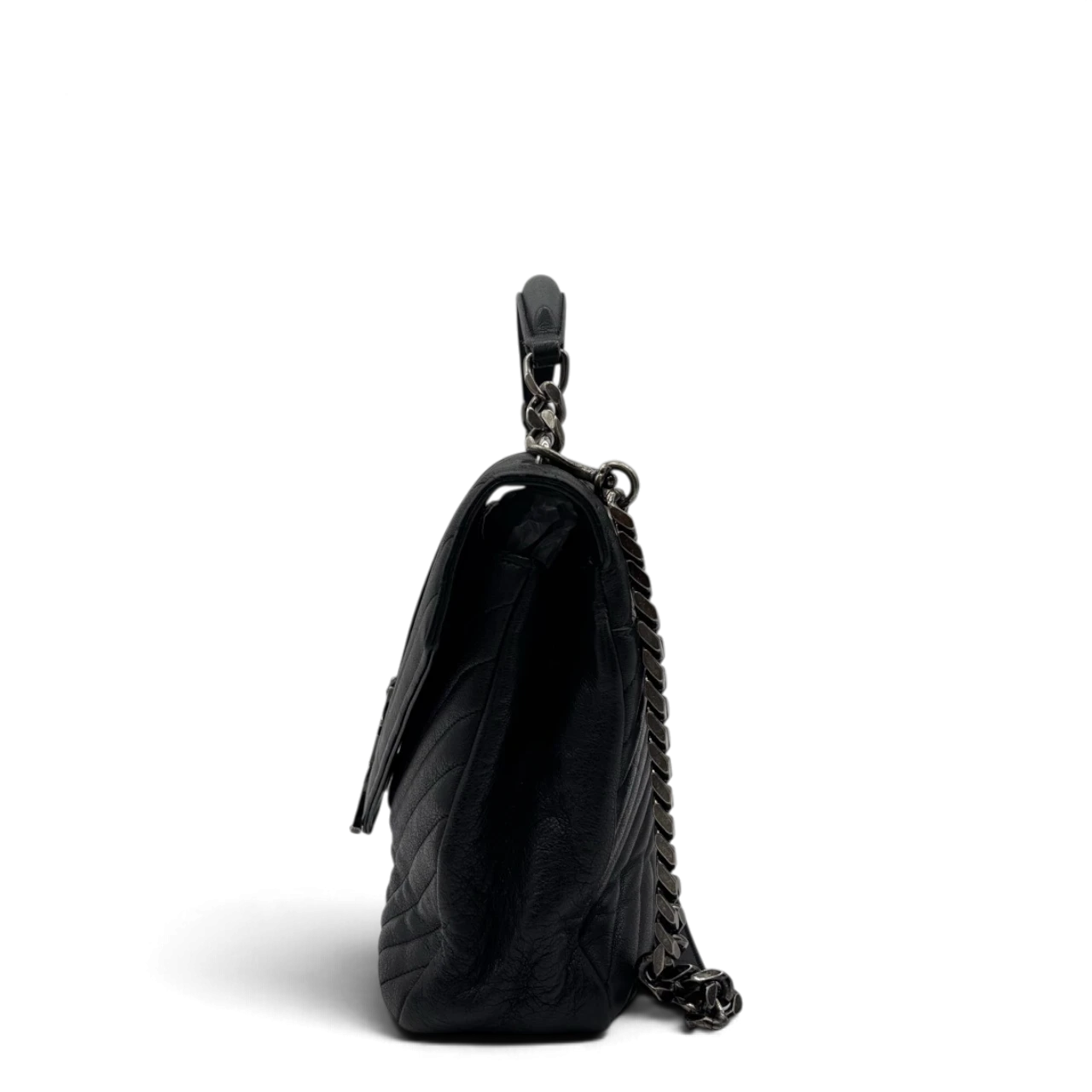 Saint Laurent Umhängetasche College Messenger large aus schwarzem Lammleder