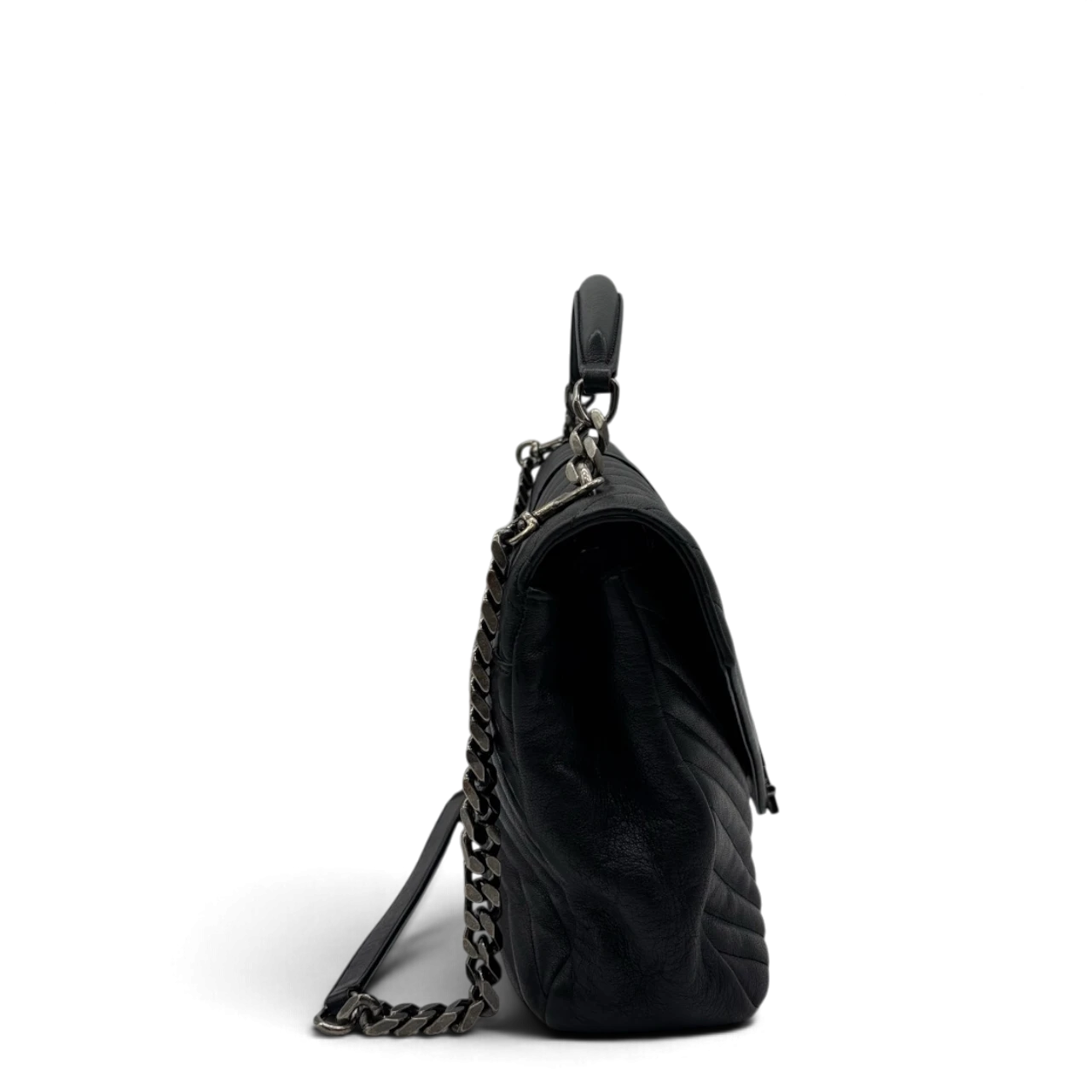 Saint Laurent Umhängetasche College Messenger large aus schwarzem Lammleder