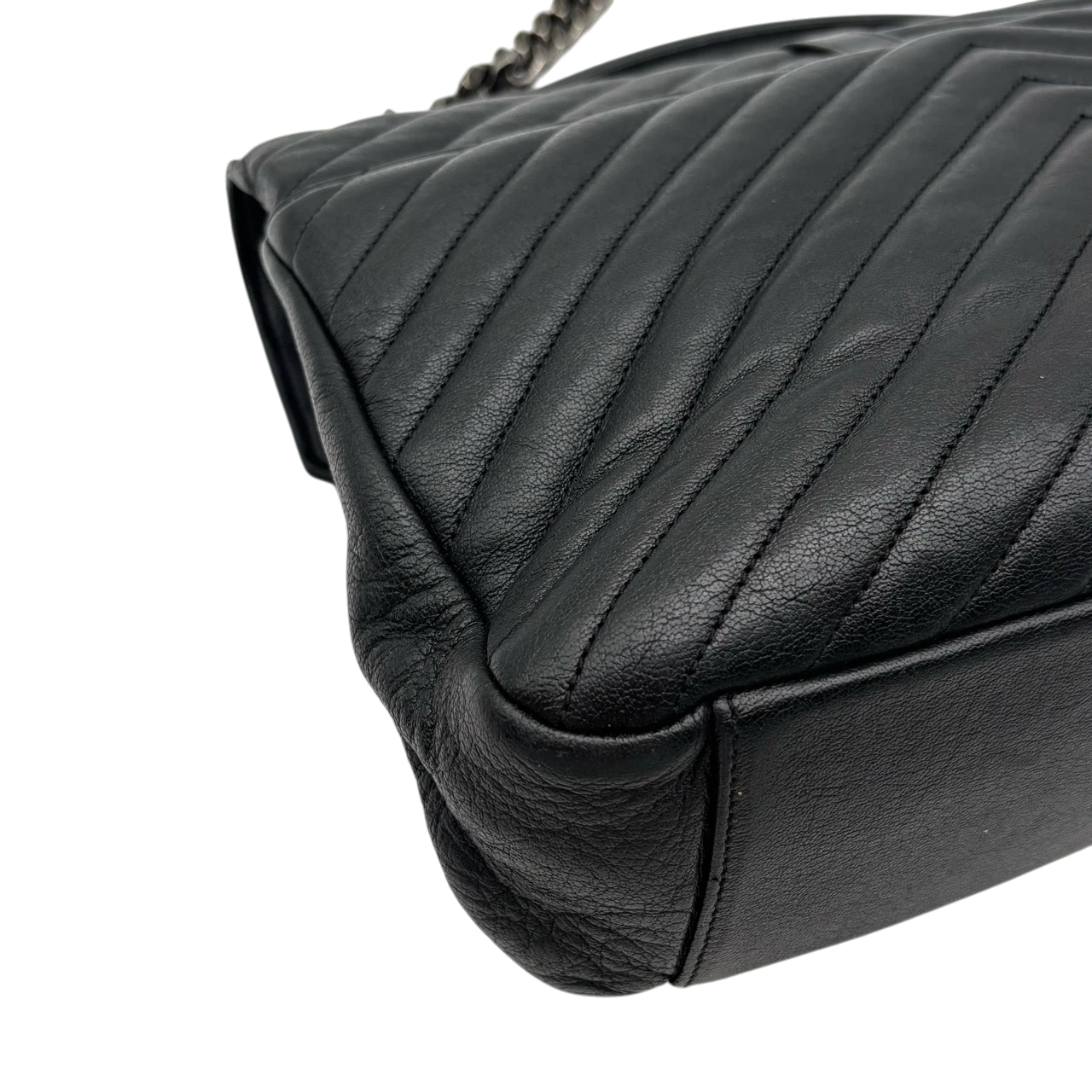 Saint Laurent Umhängetasche College Messenger large aus schwarzem Lammleder
