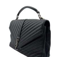 Saint Laurent Umhängetasche College Messenger large aus schwarzem Lammleder
