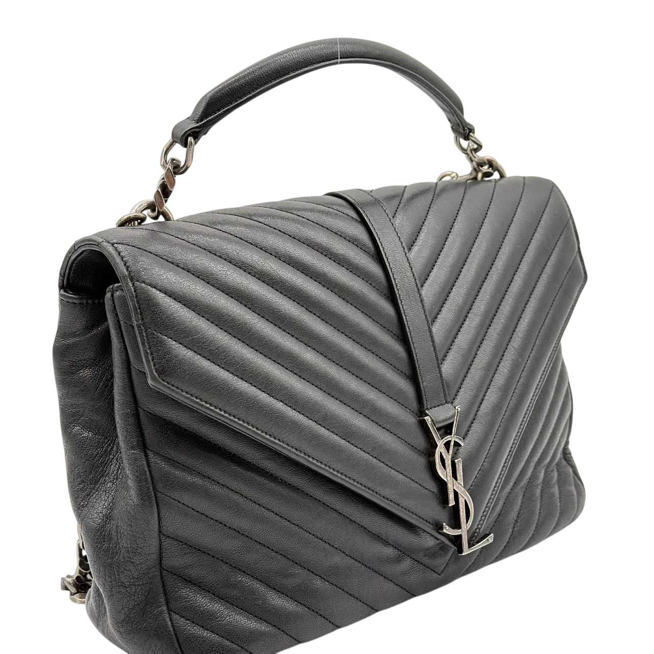 Saint Laurent Umhängetasche College Messenger large aus schwarzem Lammleder