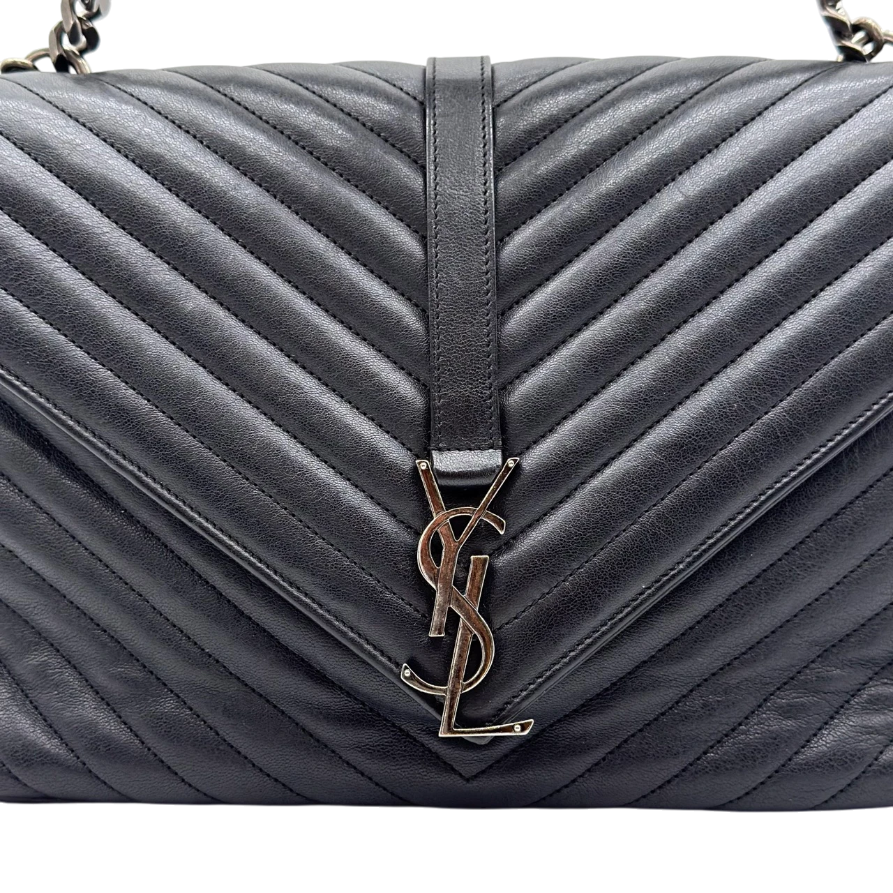 Saint Laurent Umhängetasche College Messenger large aus schwarzem Lammleder