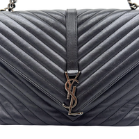 Saint Laurent Umhängetasche College Messenger large aus schwarzem Lammleder