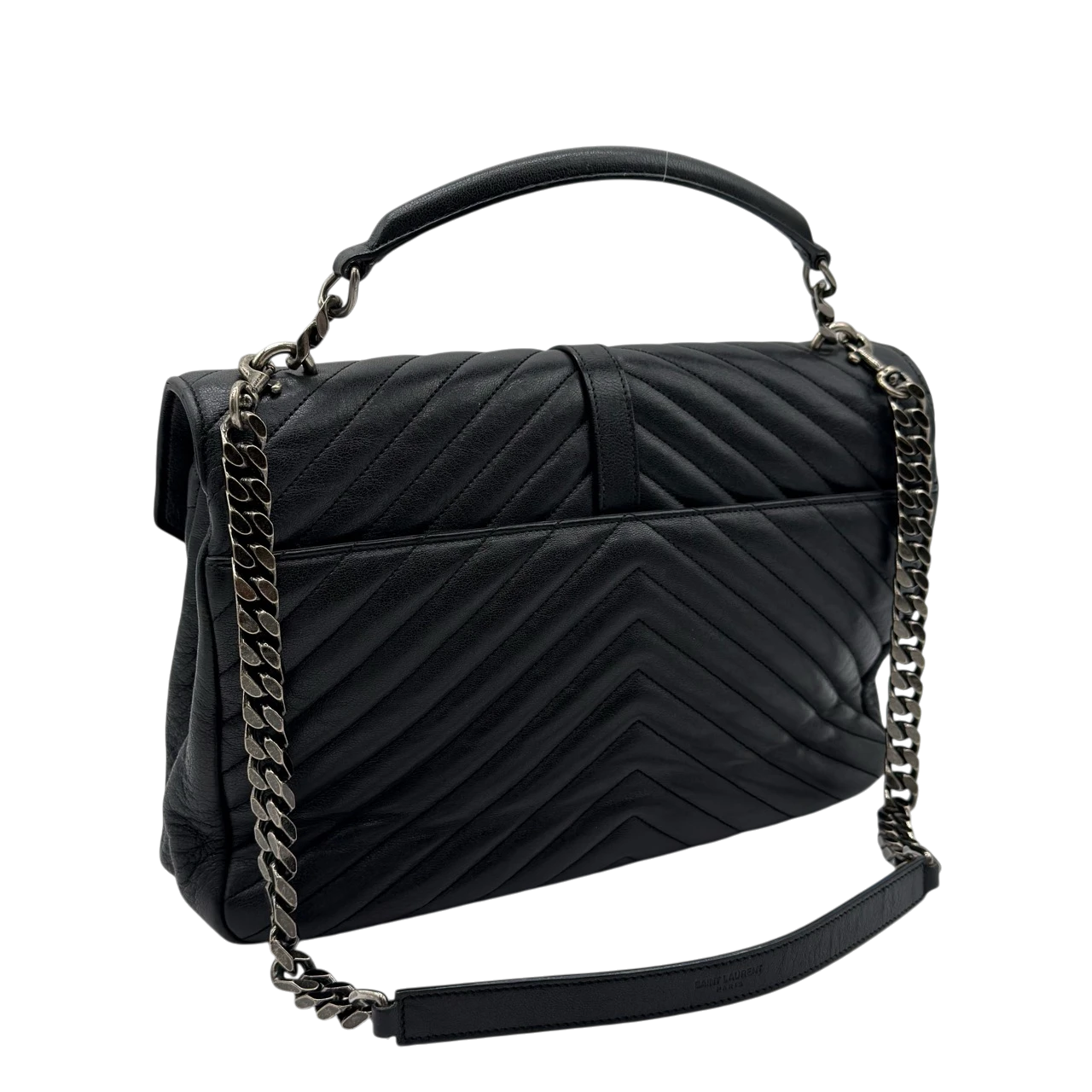 Saint Laurent Umhängetasche College Messenger large aus schwarzem Lammleder