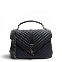 Saint Laurent Umhängetasche College Messenger large aus Leder dunkelblau – Gesamtansicht