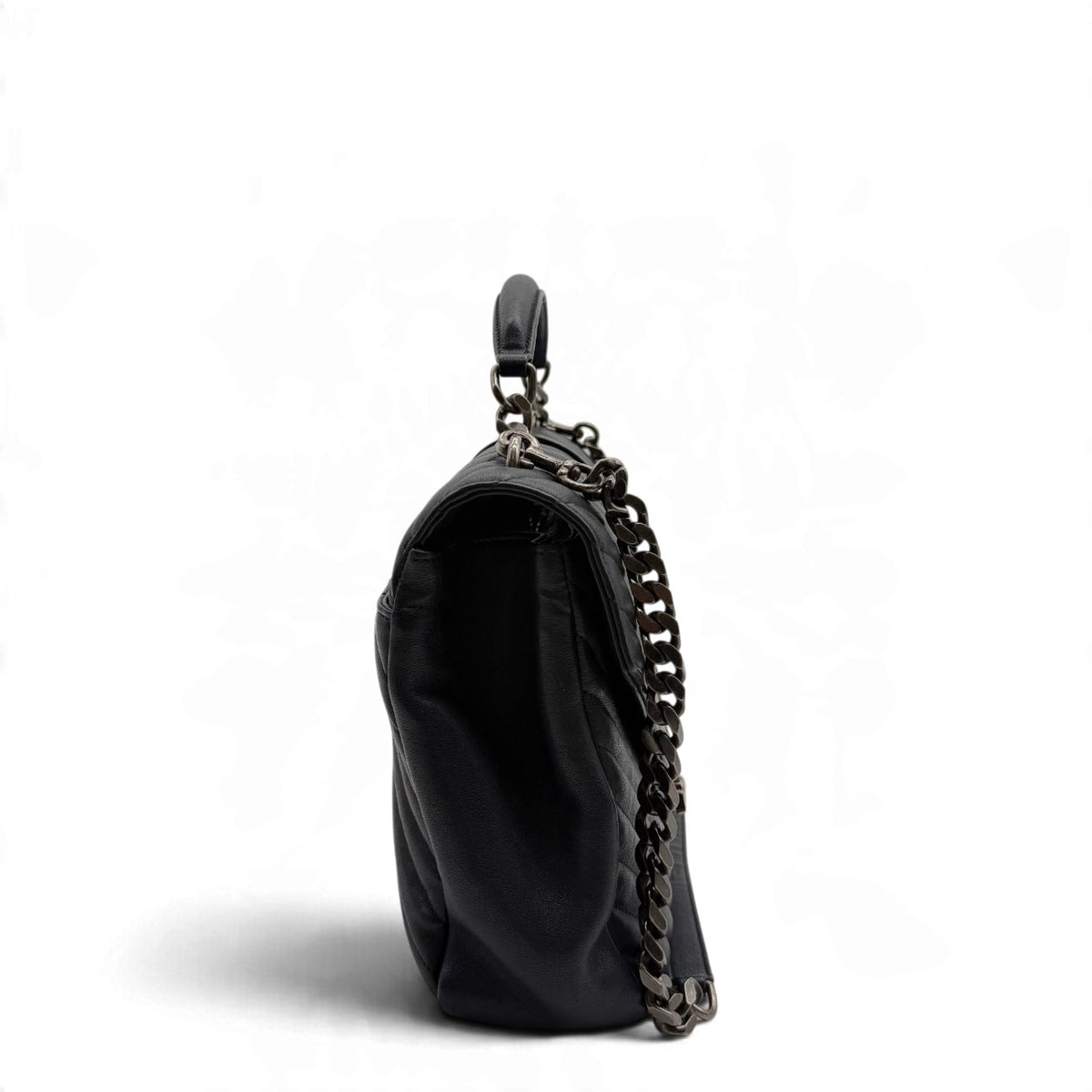 Saint Laurent Umhängetasche College Messenger large aus Leder dunkelblau – Seitenansicht