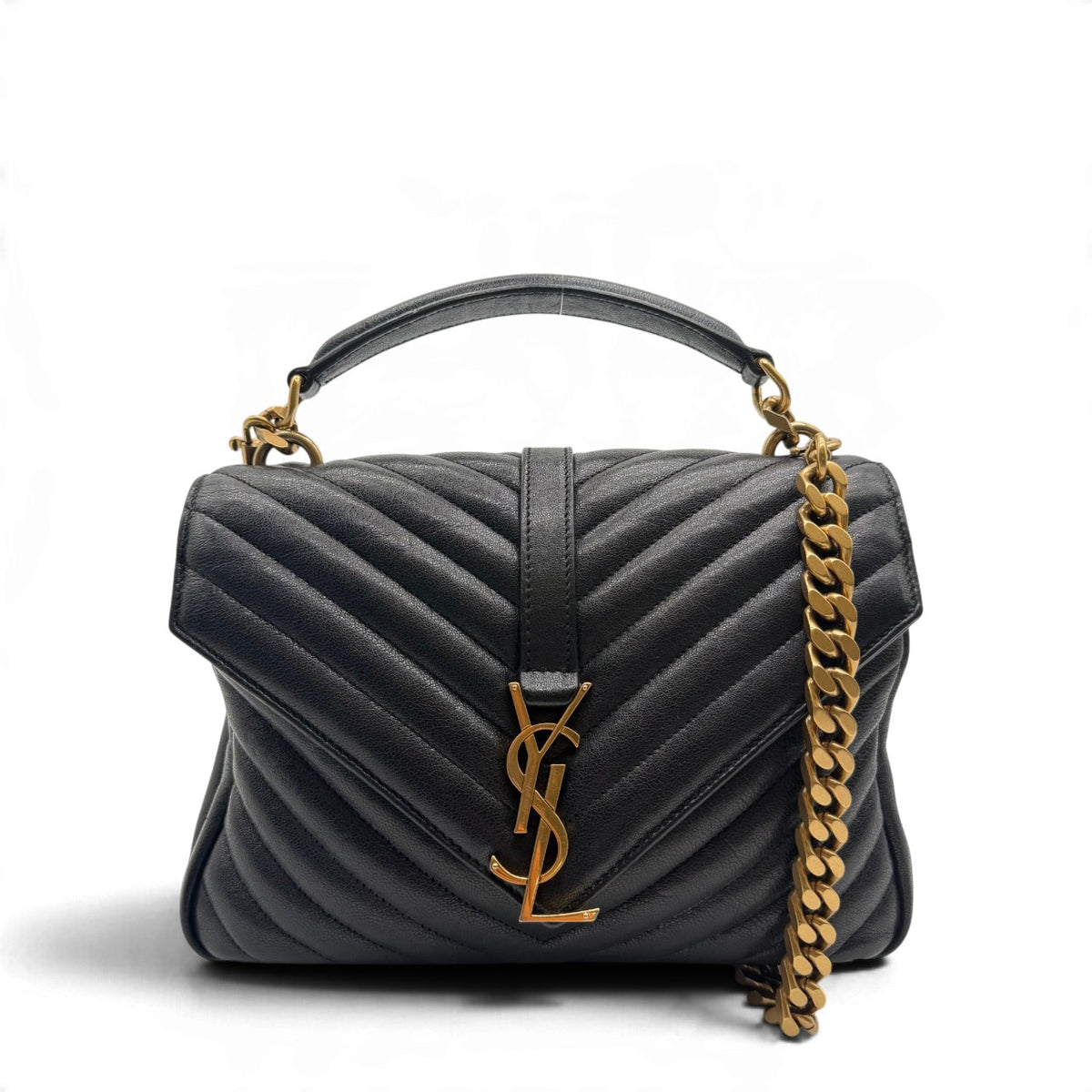 Saint Laurent Umhängetasche College Messenger medium aus Leder schwarz – Gesamtansicht