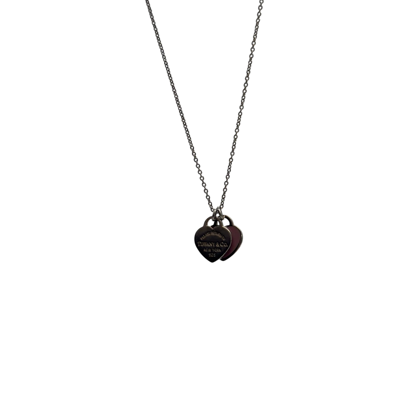 Tiffany & Co. Halskette Zwillingsherzen rosa in 925 Silber