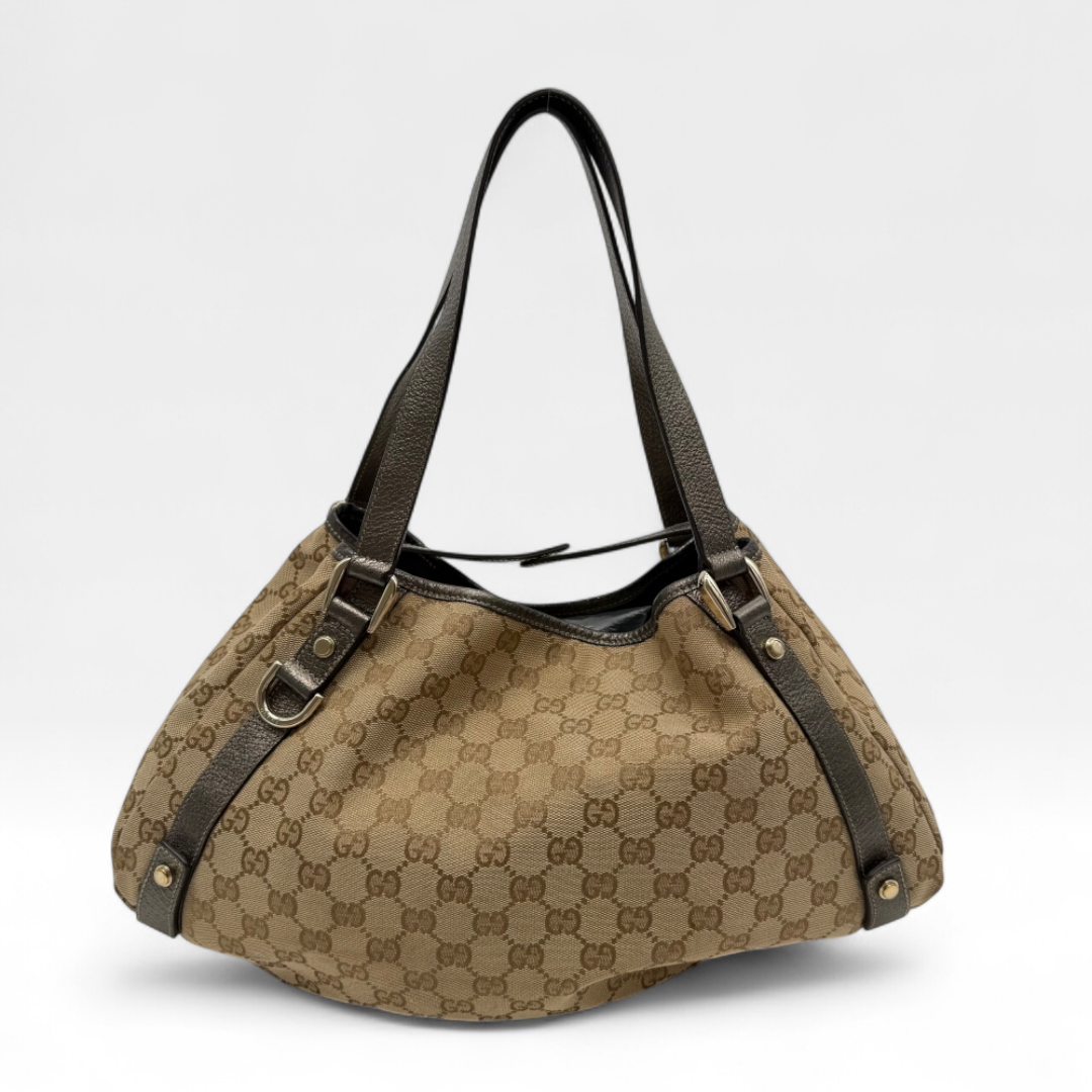 Gucci Handtasche Abbey Shopper khaki Lederdetails monogram beige