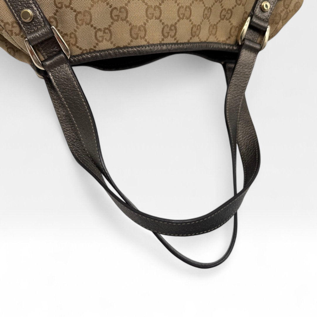 Gucci Handtasche Abbey Shopper khaki Lederdetails monogram beige