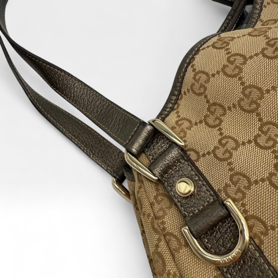 Gucci Handtasche Abbey Shopper khaki Lederdetails monogram beige
