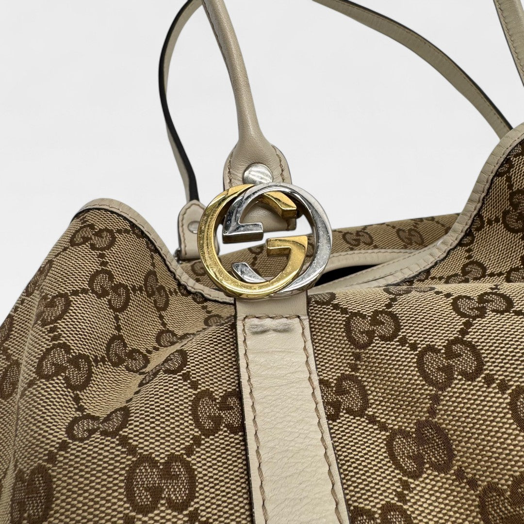 Gucci Handtasche Shopper GG Twins monogram beige