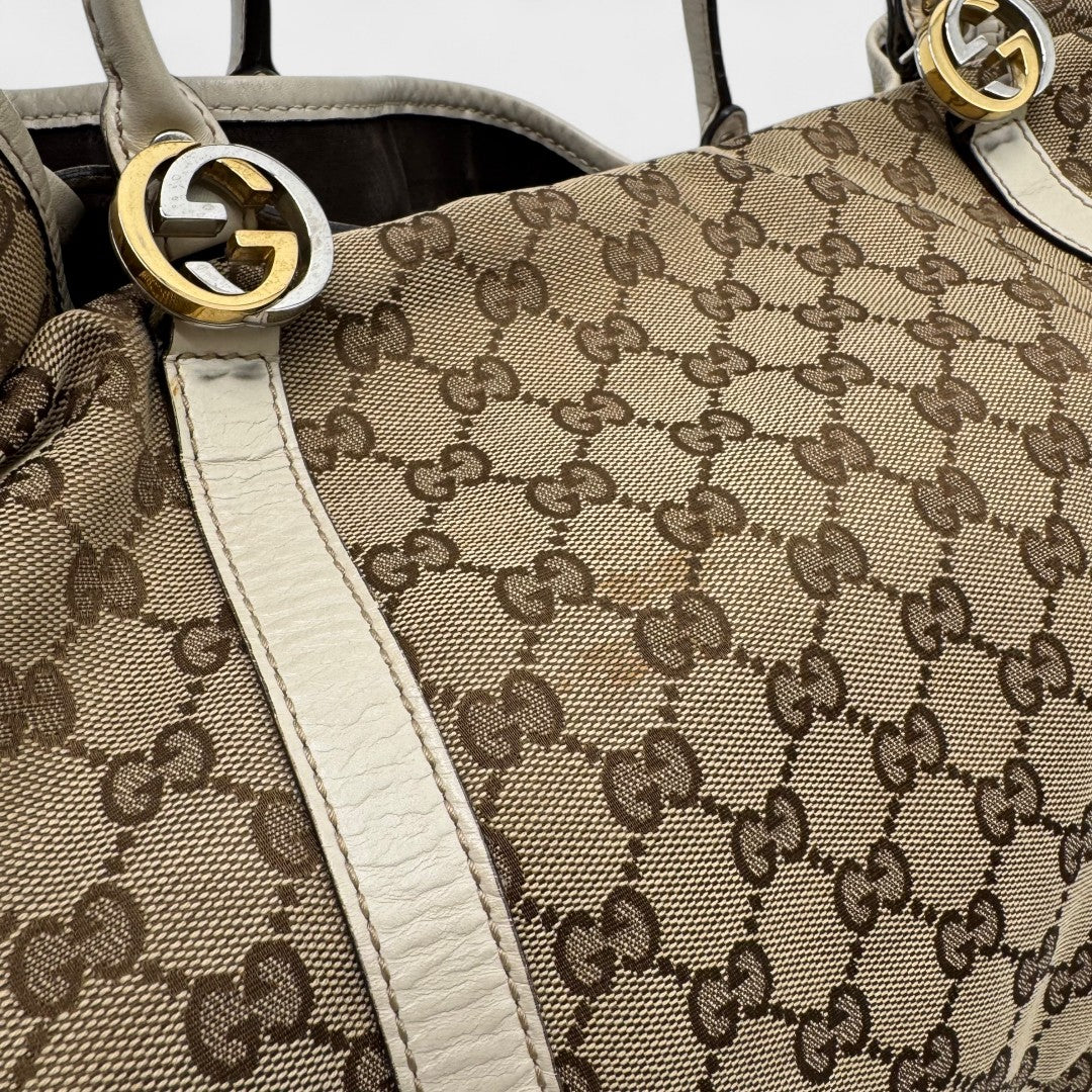 Gucci Handtasche Shopper GG Twins monogram beige