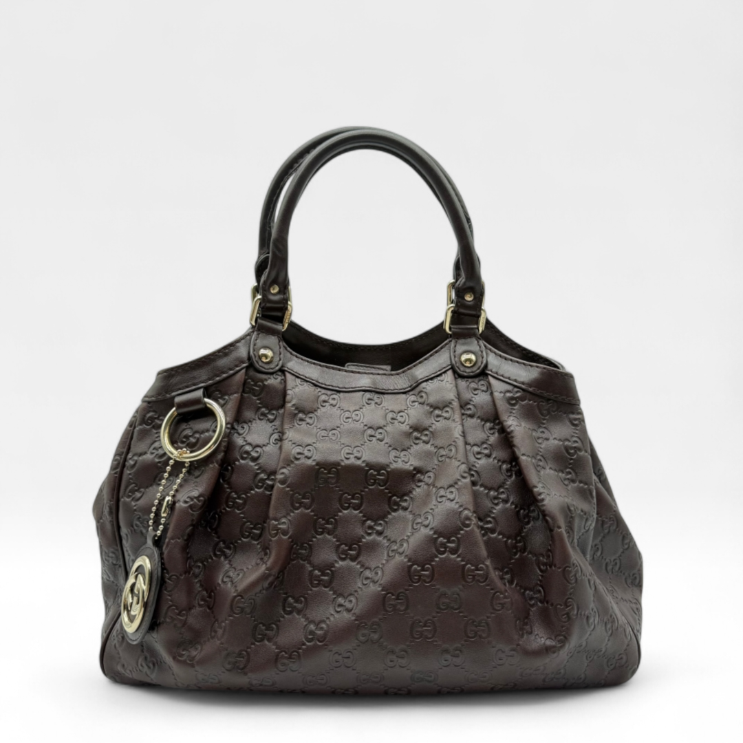 Gucci Handtasche Sukey aus Leder monogram dunkelbraun